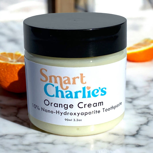 Organic remineralizing and whitening toothpaste safe for kids and adults.